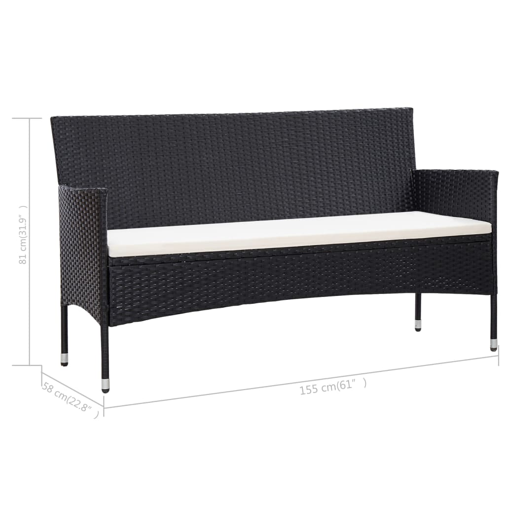 3-Seater Patio Sofa with Cushions Gray Poly Rattan