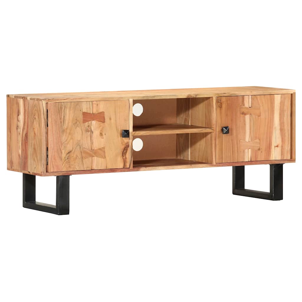 TV Cabinet | Brown | Solid Acacia wood, Powder-Coated Steel | 118 cm