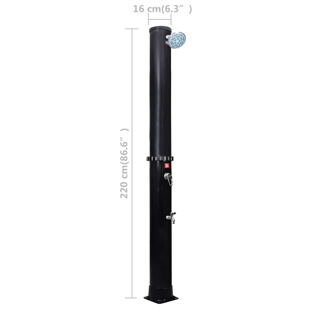 Solar Shower | Black | PVC, Aluminium, Brass | Tall