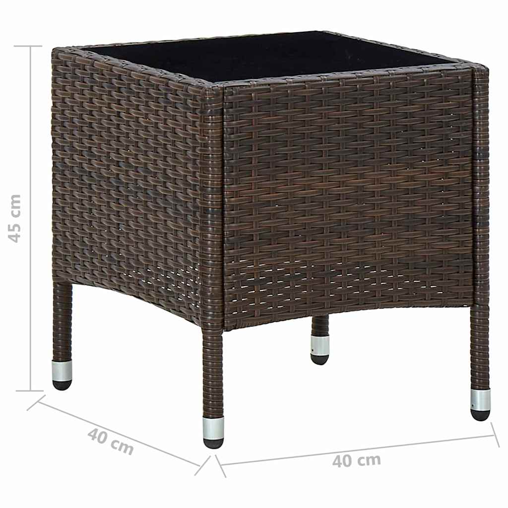 Garden Table | Brown | PE rattan, steel, glass | Small | Durable