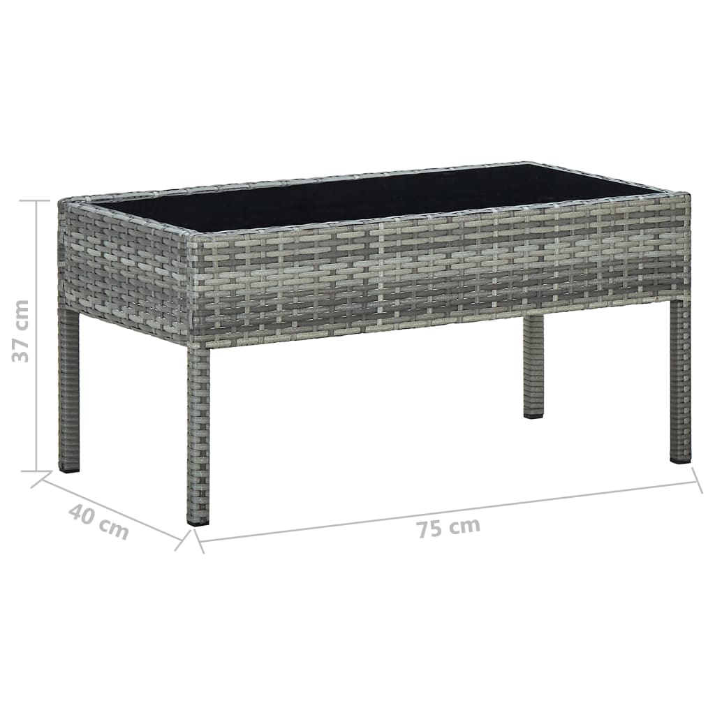 Garden Table | Grey | PE Rattan, Steel, Glass | Medium | Durable
