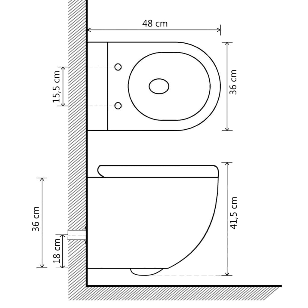 Wall Hung Rimless Toilet with Bidet Function Ceramic White