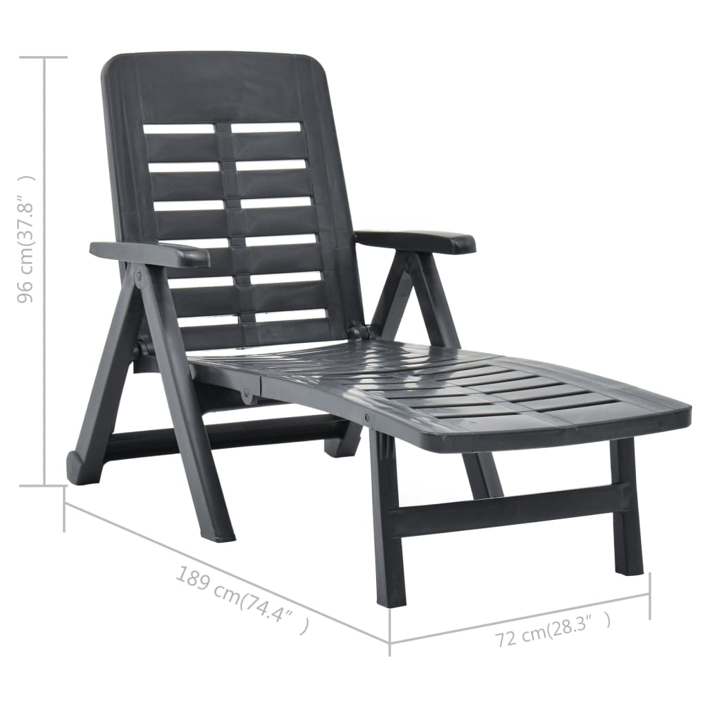 vidaXL Sunlounger Anthracite Plastic Standard Foldable