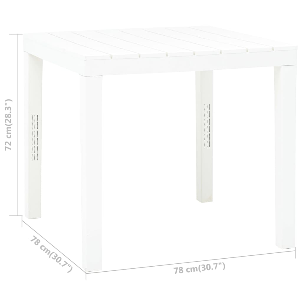 Garden Table | White | Plastic | 78x78 cm | Lightweight | Garden Table