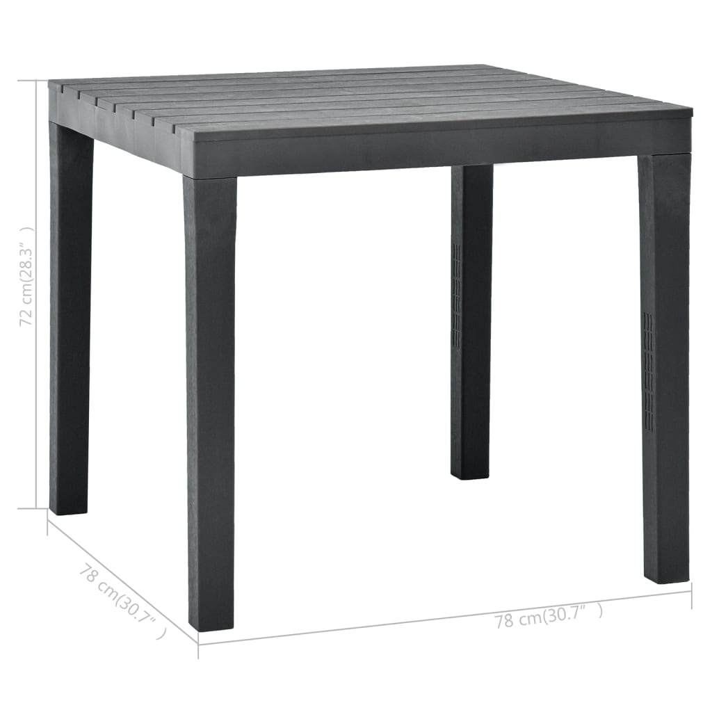 Garden Table | Anthracite | Plastic | 78x78x72 cm | Garden Table | Square