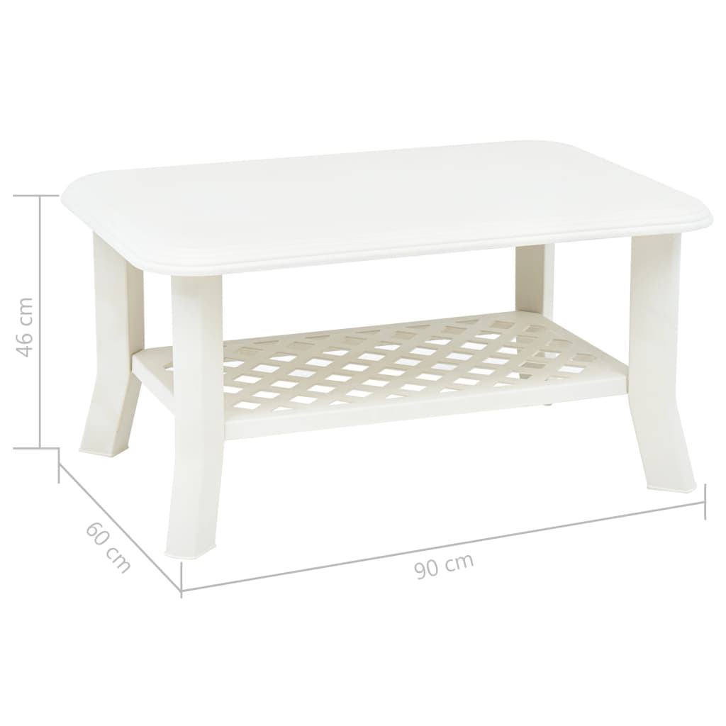 Coffee Table | White | Plastic | 90x60x46 cm | Durable | Coffee Table