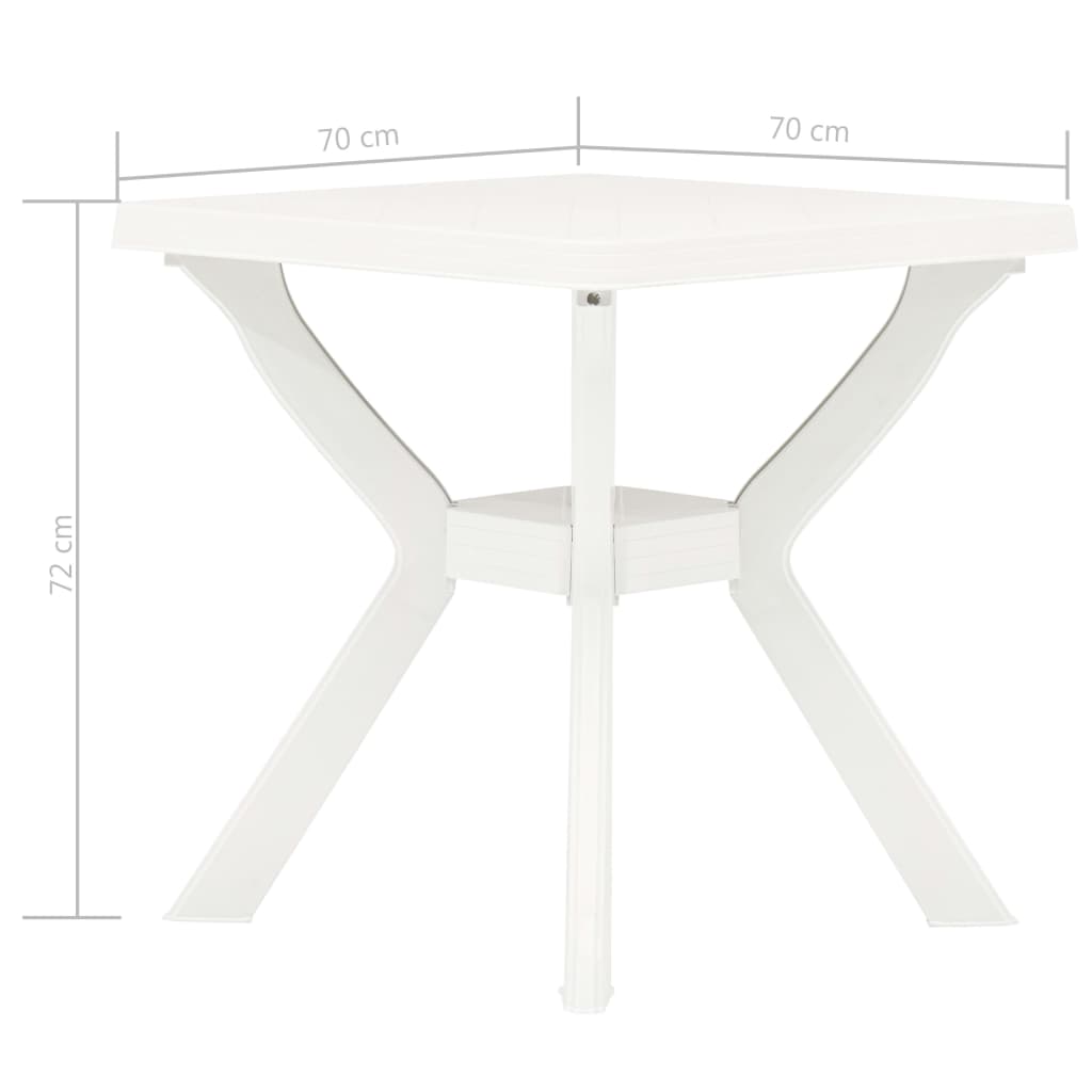 Garden Table | White | Plastic | 70x70 cm | Durable | Bistro Table