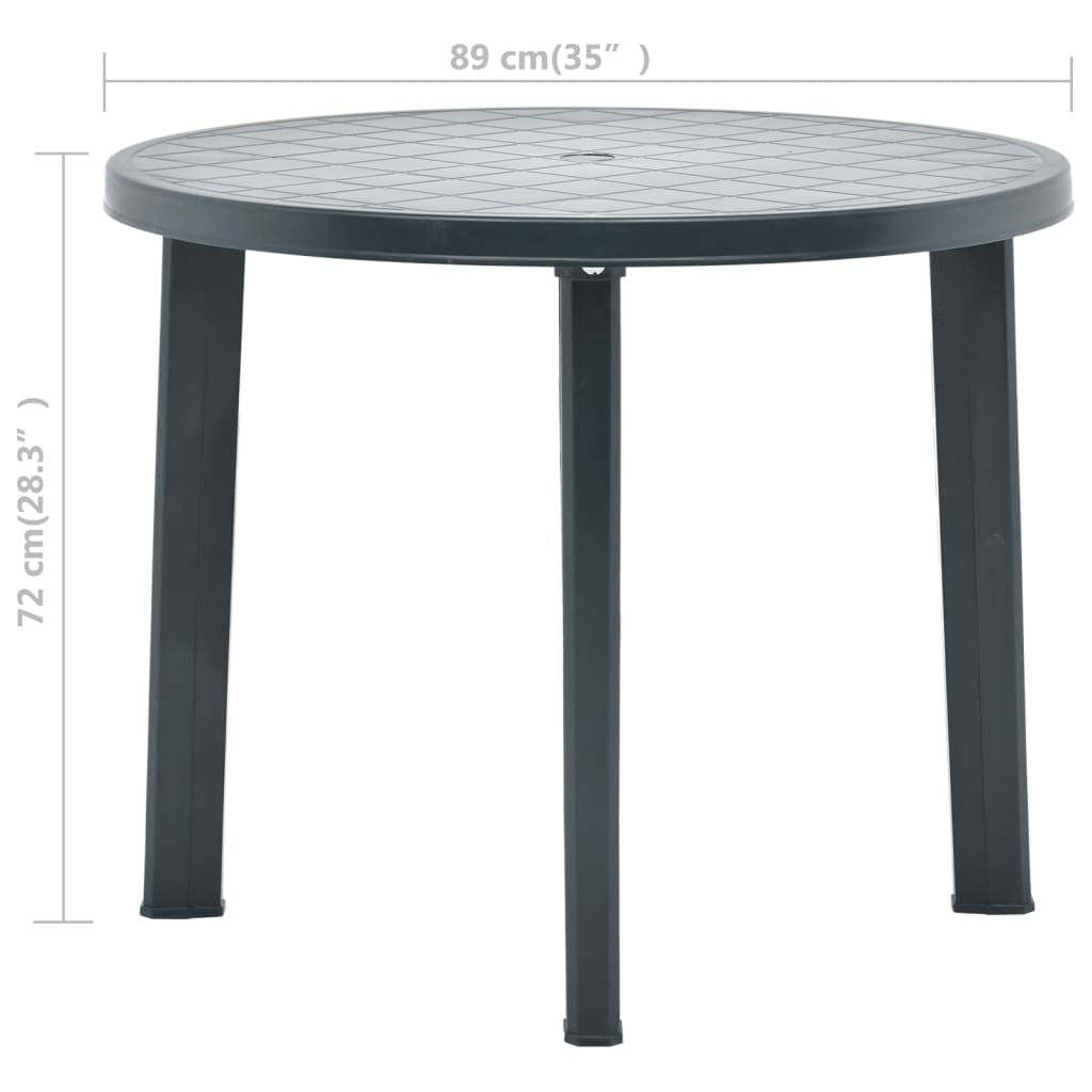 Garden Table | Green | Plastic | 89 cm Diameter | Lightweight