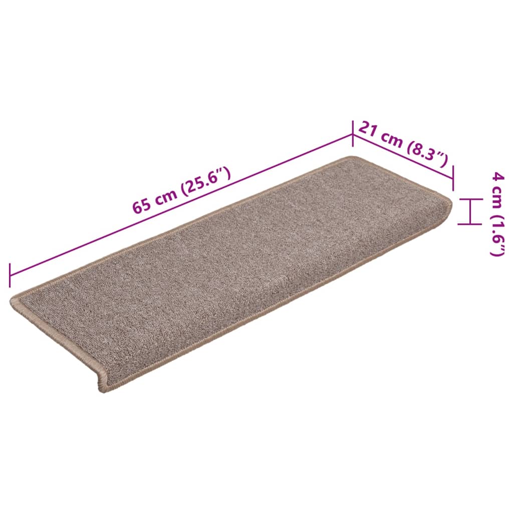 Carpet Stair Tread | Set of 15 | Light brown