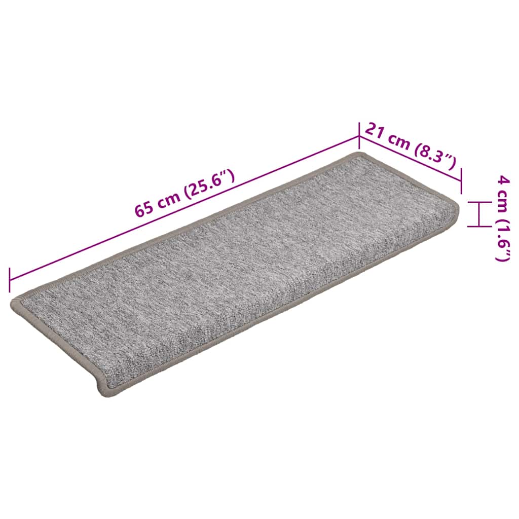 Carpet Stair Tread | Set of 15 | Light Grey | 100% Polypropylene