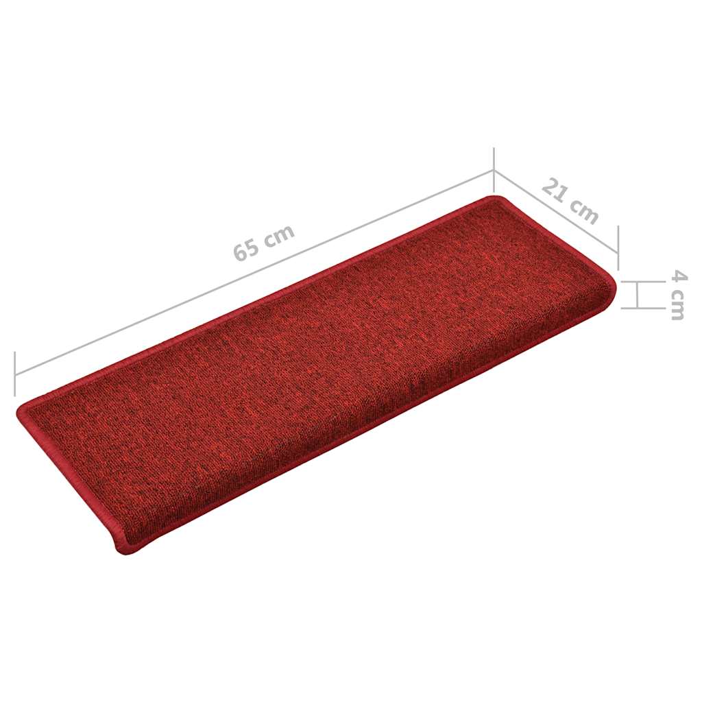 Stair Mats 15 pcs 65x21x4 cm Red Rectangular Edge