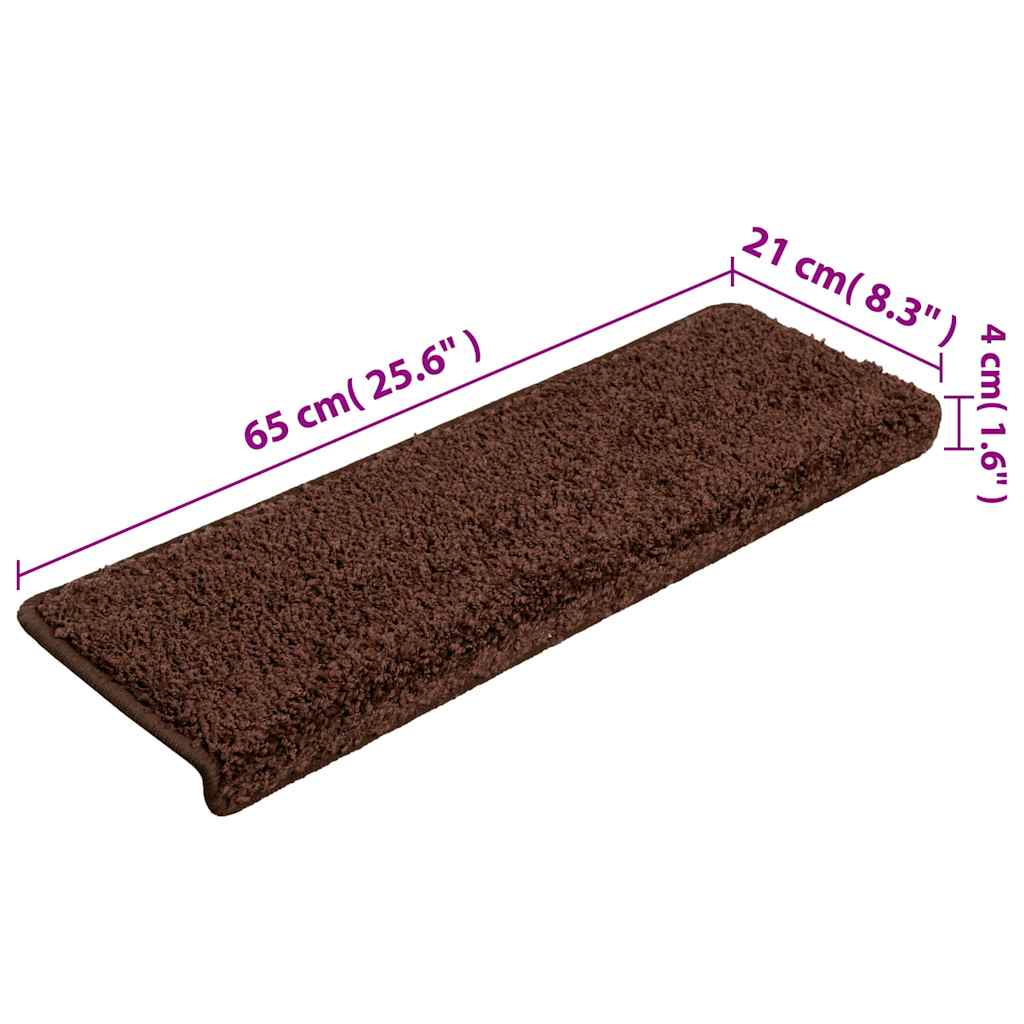 Carpet Stair Tread | Set of 15 | Brown | Needle-punched fabric