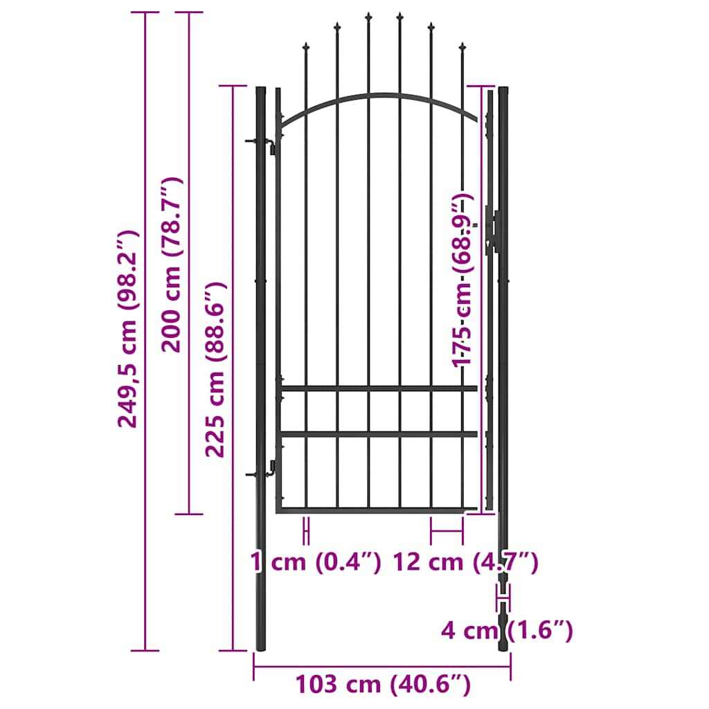 146321 vidaXL Garden Gate "Woerden" Steel 1x2 m Black