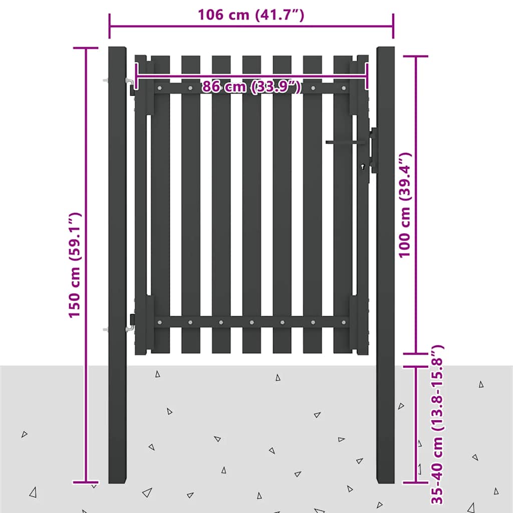 Garden Fence Gate Steel 100x100 cm Anthracite