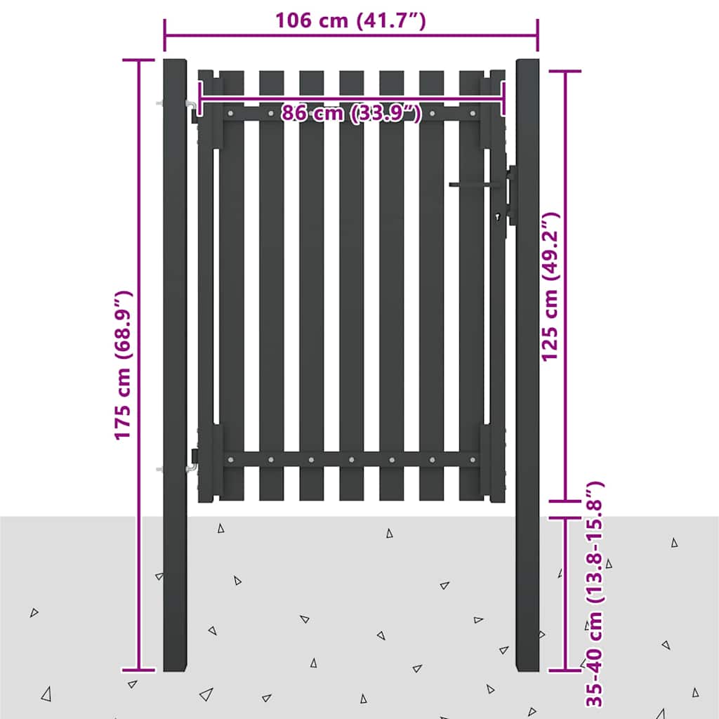 Garden Fence Gate Steel 100x125 cm Anthracite