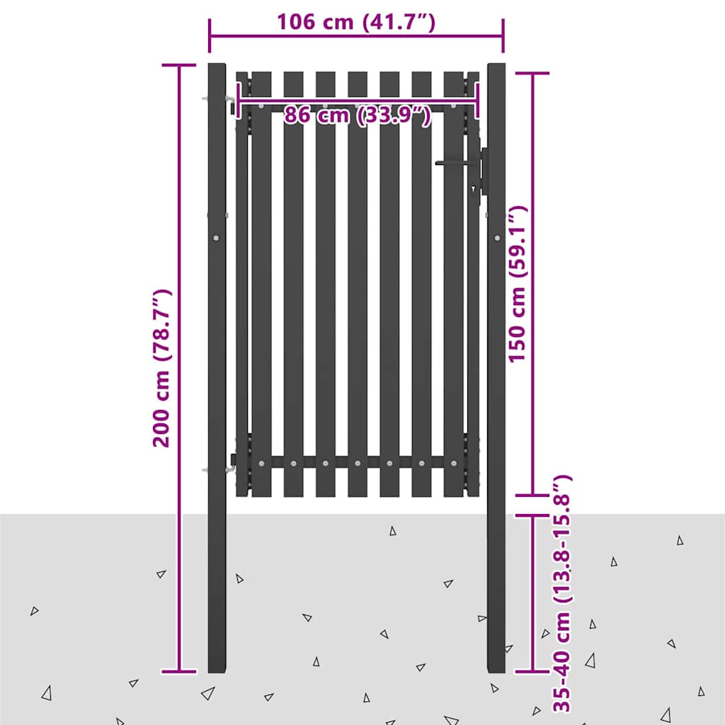 Garden Fence Gate Steel 100x150 cm Anthracite