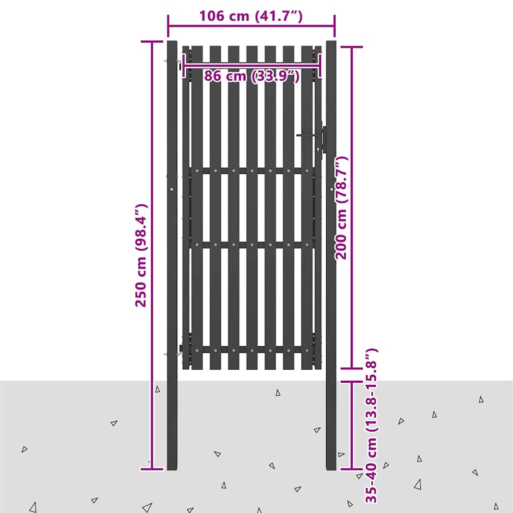 Garden Fence Gate Steel 100x200 cm Anthracite