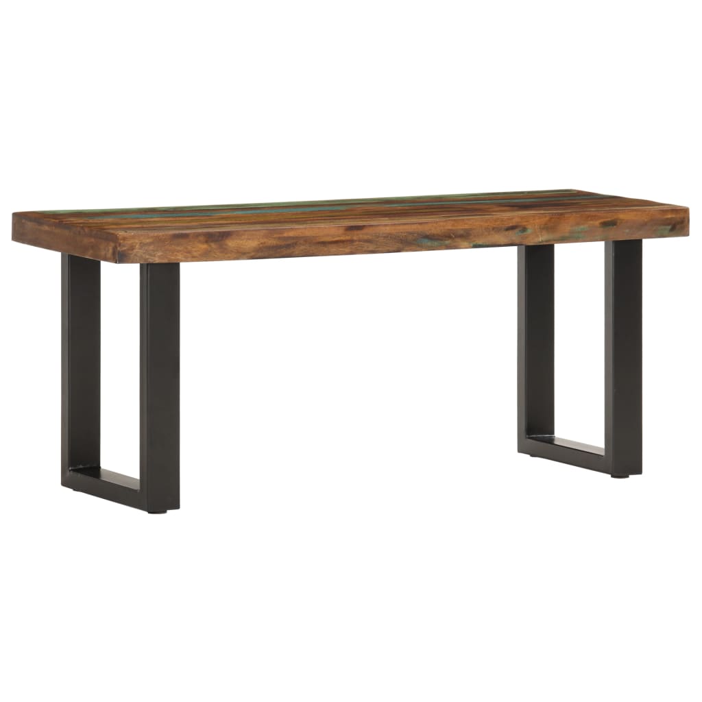 Bench | Brown and black | Solid reclaimed wood, powder-coated steel