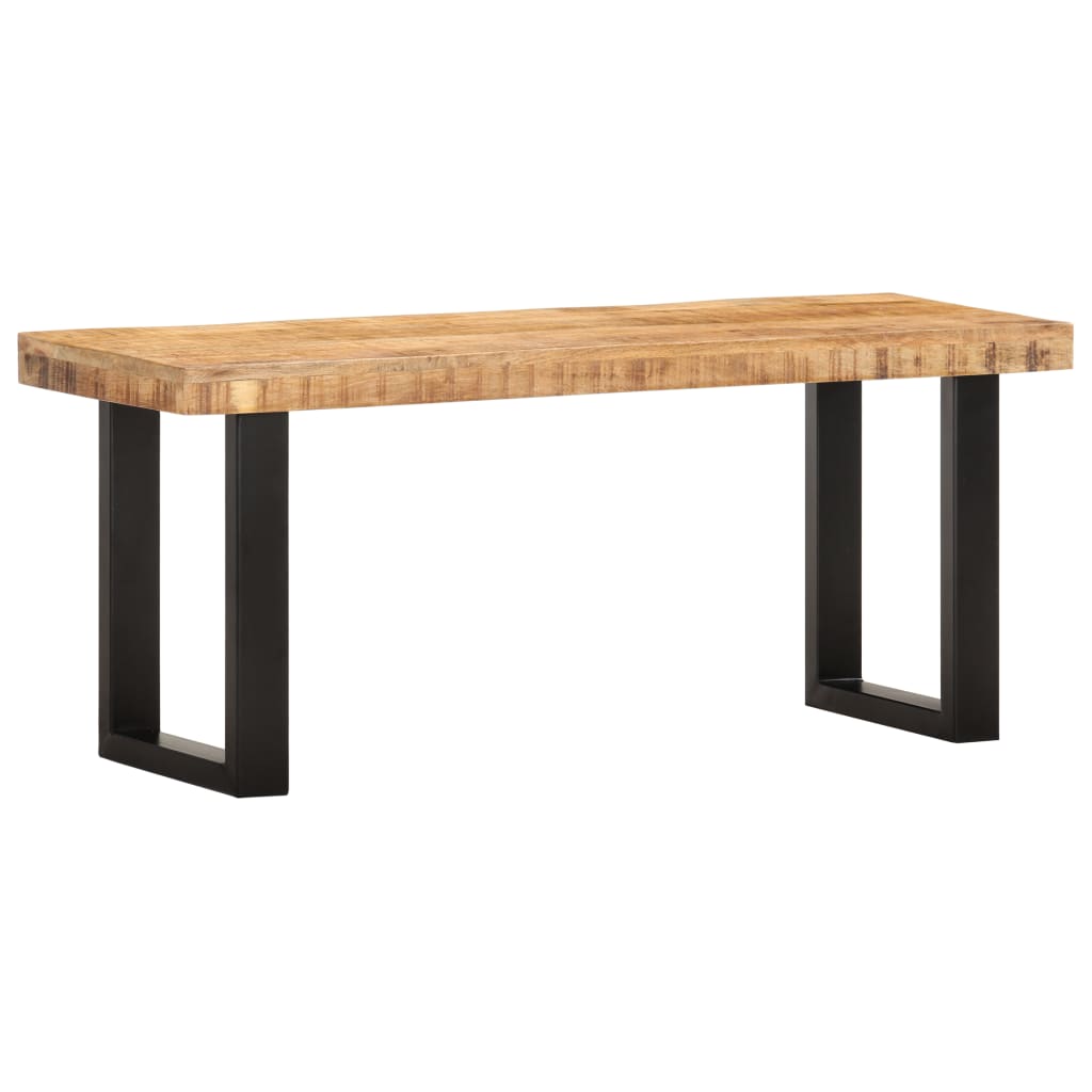 Bench | Brown and black | Solid rough mango wood and steel | 110 cm