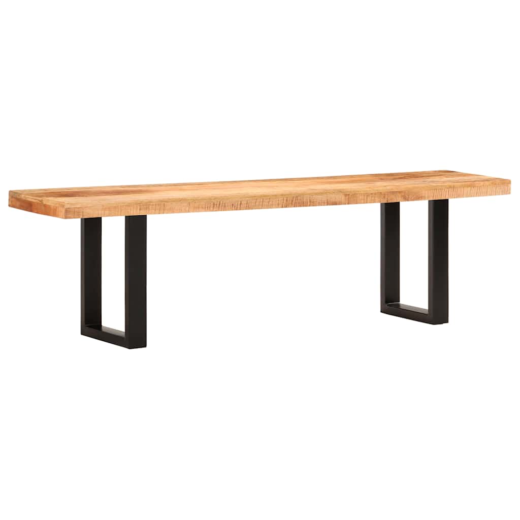Bench 160 cm Solid Rough Mango Wood and Steel