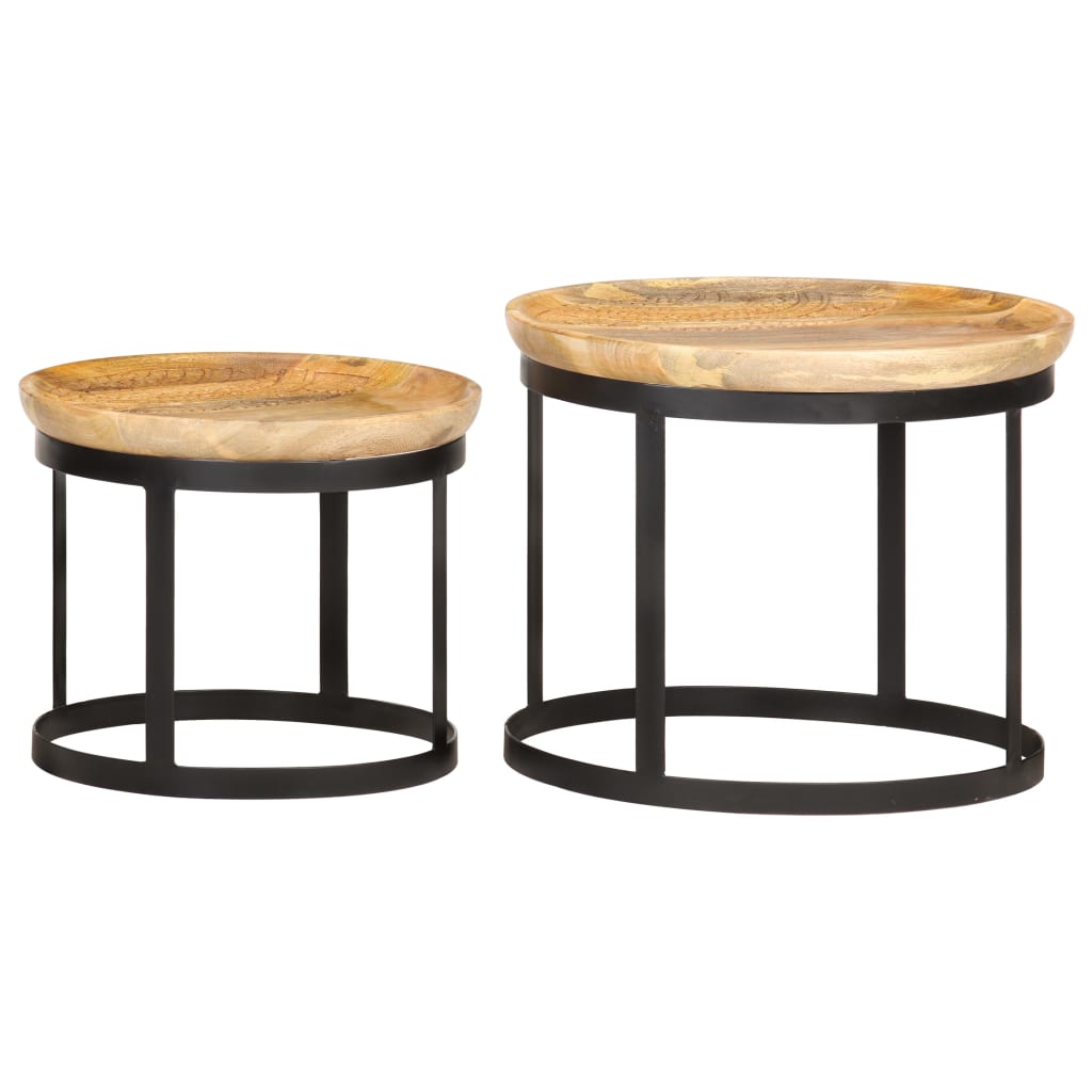 Side Table | Brown and black | Solid mango wood and powder-coated steel