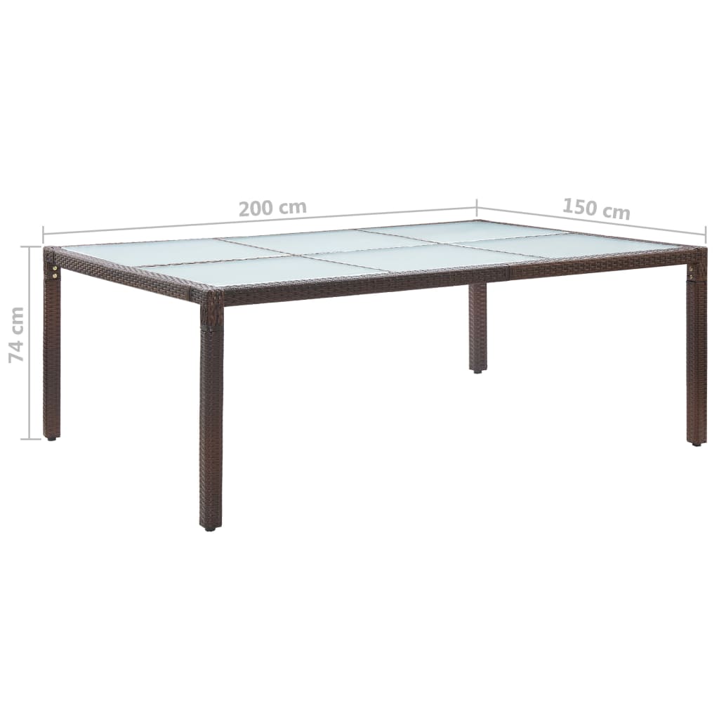 Outdoor Dining Table | Brown | PE rattan, milky tempered glass, steel