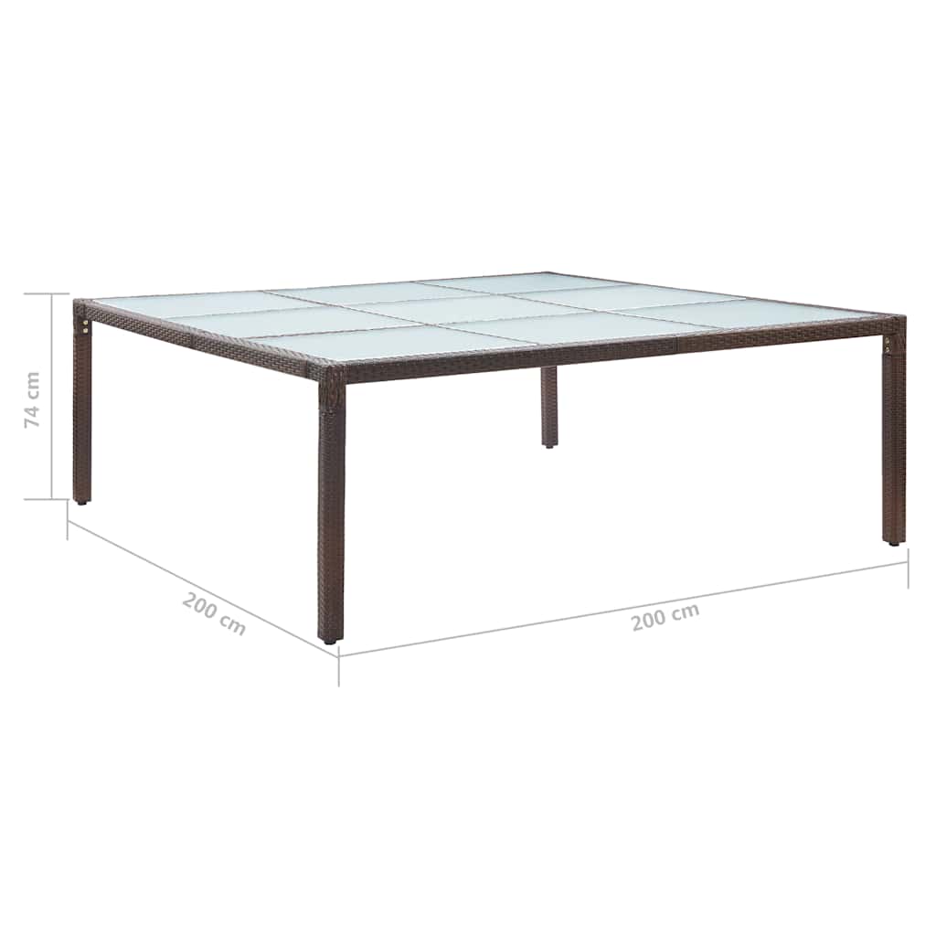 Outdoor Dining Table | Brown | Poly Rattan, Tempered Glass | Large