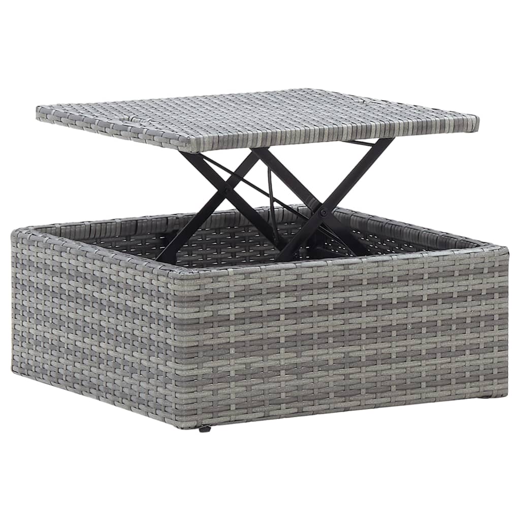Patio Lounge Bed with Roof Mixed Gray Poly Rattan