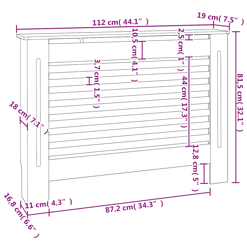 Radiator Covers 2 pcs White 112x19x81.5 cm MDF