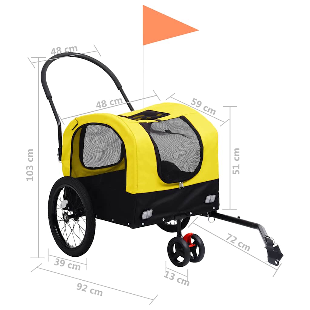 Pet Bike Trailer | Yellow and Black | Oxford fabric, steel, PP board