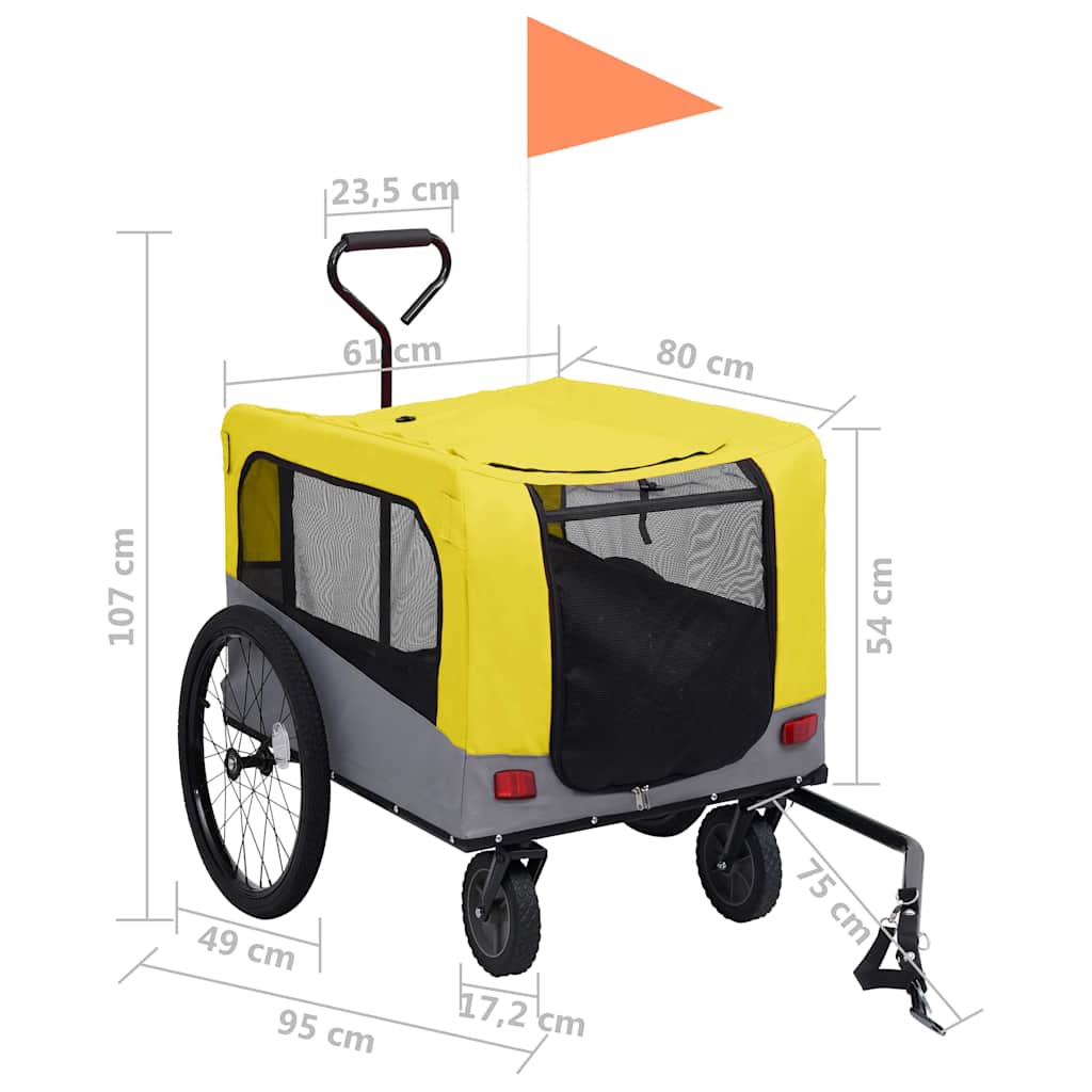 Pet Bike Trailer | Yellow and grey | Oxford fabric | 13 | Collapsible
