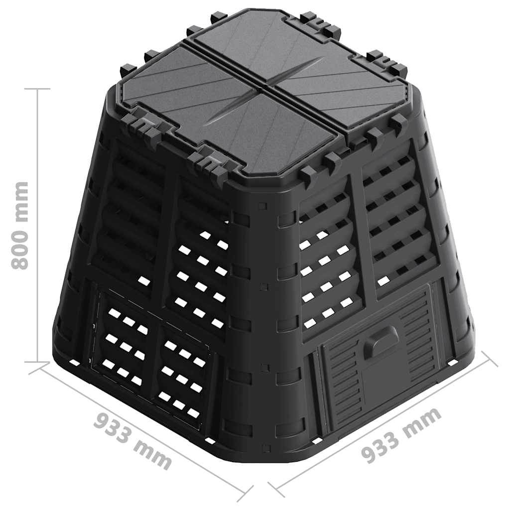 Compost Bin | Black | Plastic | Large | Durable | Compost Bin | Square