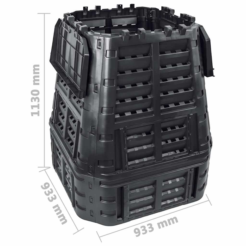146277 vidaXL Garden Composter Black 93,3x93,3x113 cm 740 L