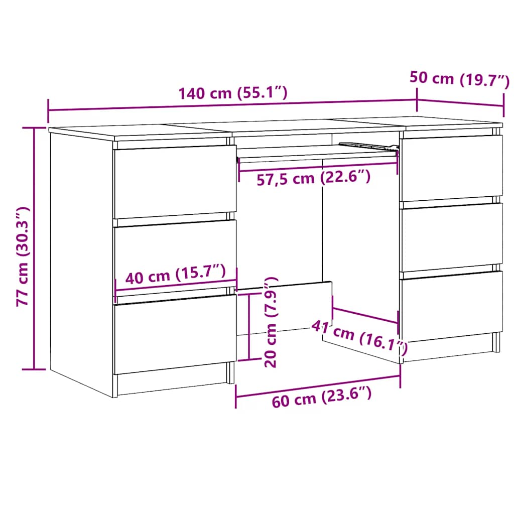 Writing Desk | White | Engineered Wood | Medium | Durable