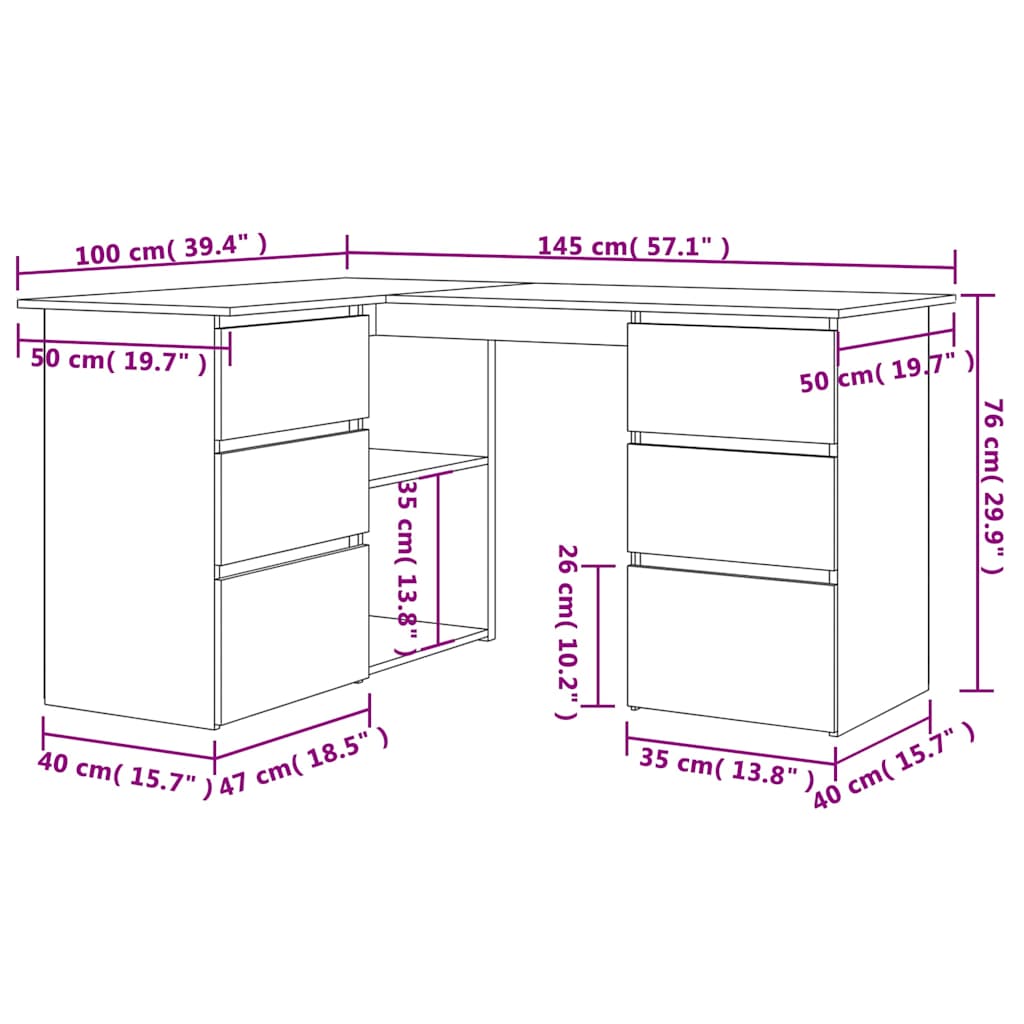 Corner Desk | White | Engineered wood | Large | Corner Desk | Other