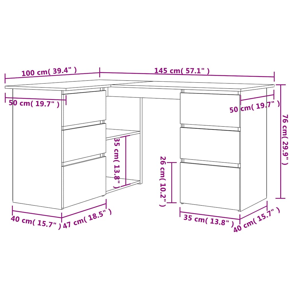 Corner Desk | Sonoma Oak | Engineered Wood | Large | Corner Desk