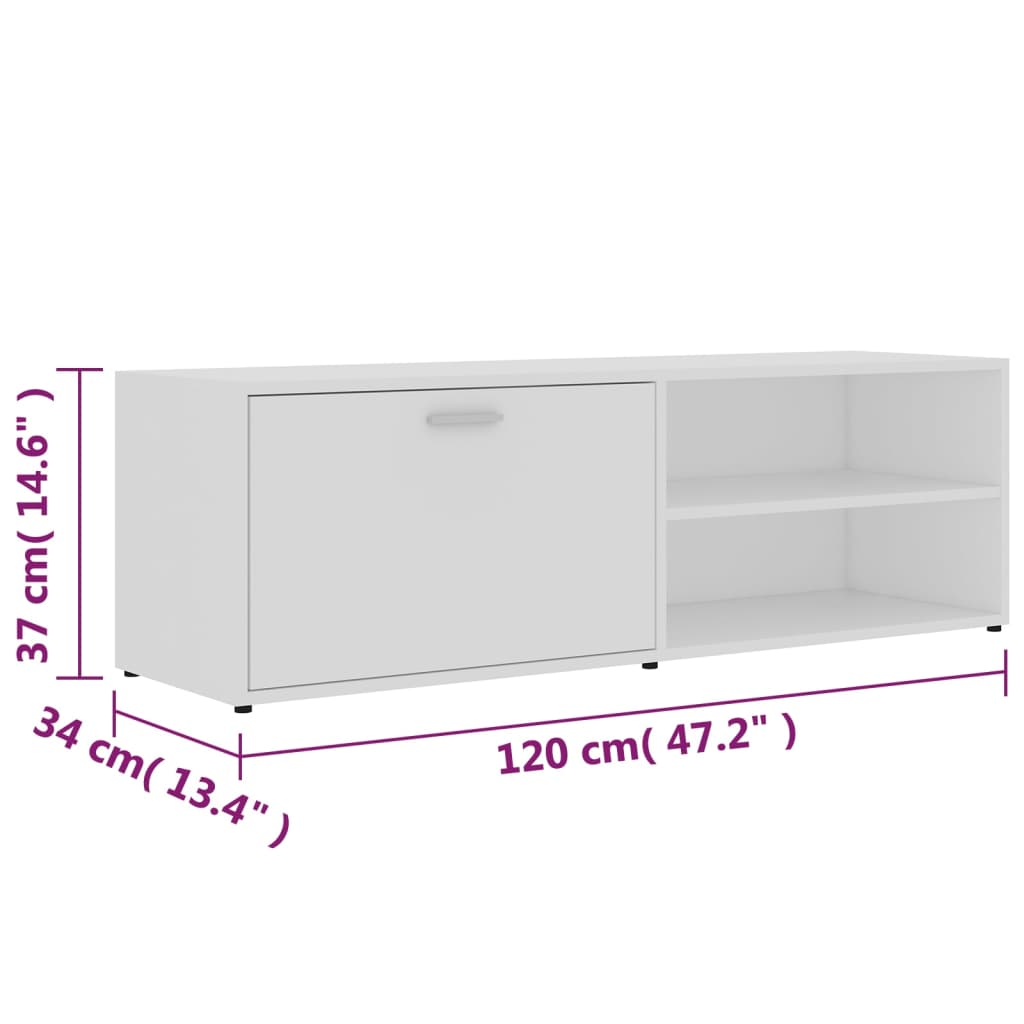 TV Cabinet | White | Engineered Wood | 120x34x37 cm | TV Cabinet