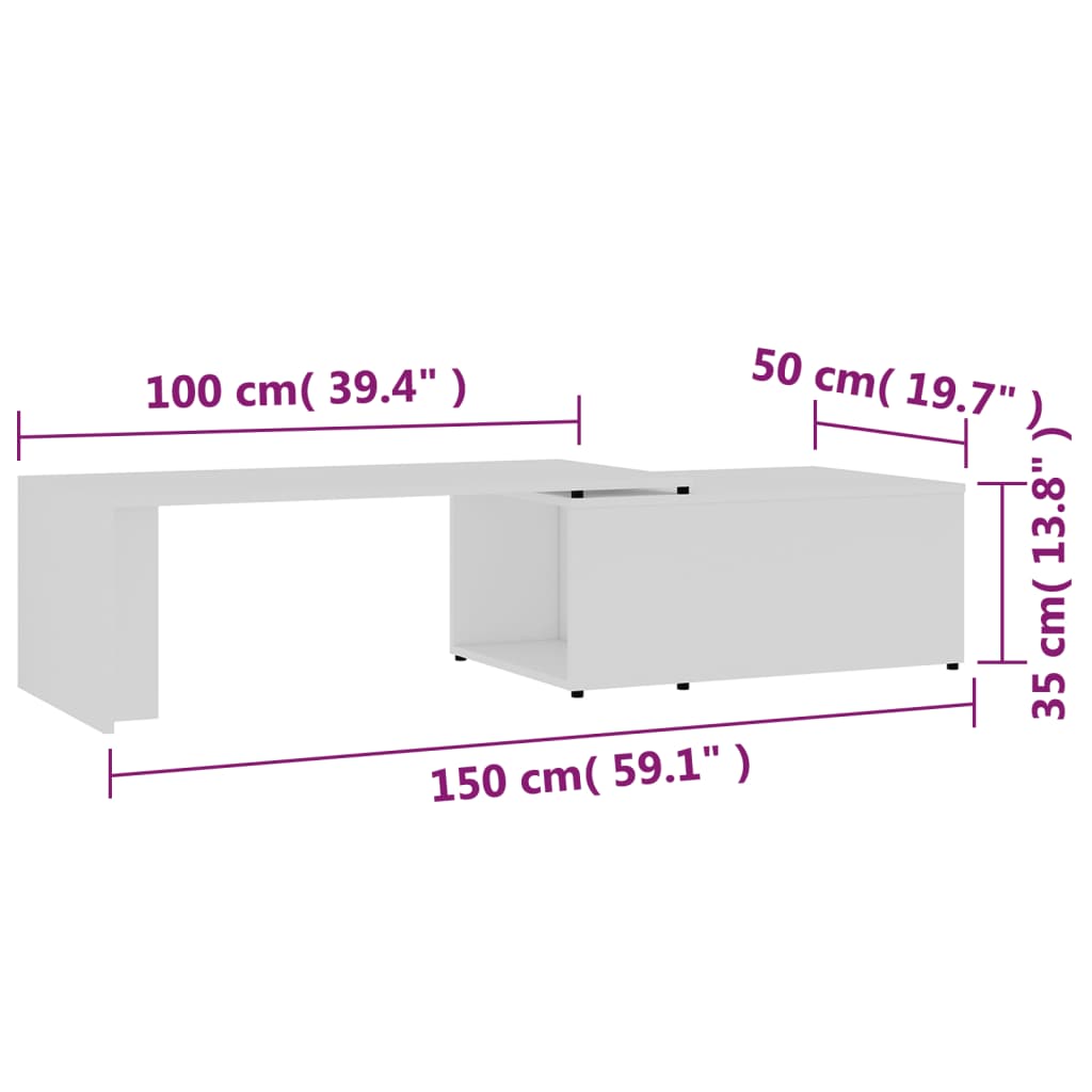 Coffee Table | White | Engineered wood | Large | Simple | Coffee Table