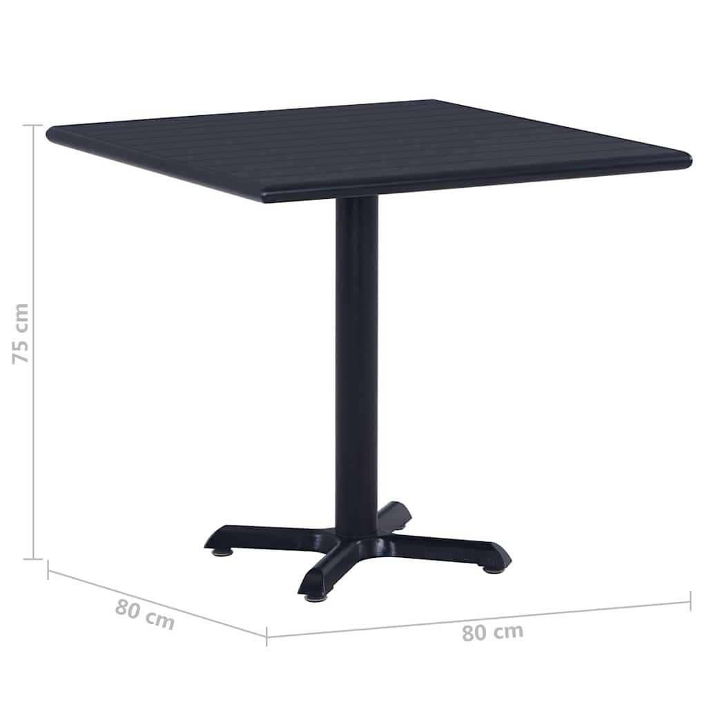 Garden Table | Black | Metal | 80x80x75 cm | Durable | Bistro Table