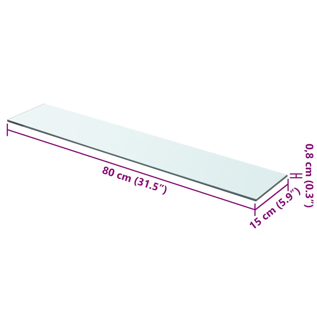 Shelves 2 pcs Panel Glass Clear 80x15 cm
