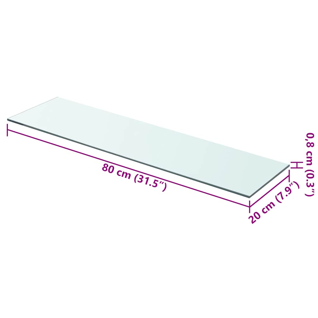 Glass Panel | Set of 2 | Clear | Tempered Glass | 80x20 cm | Durable