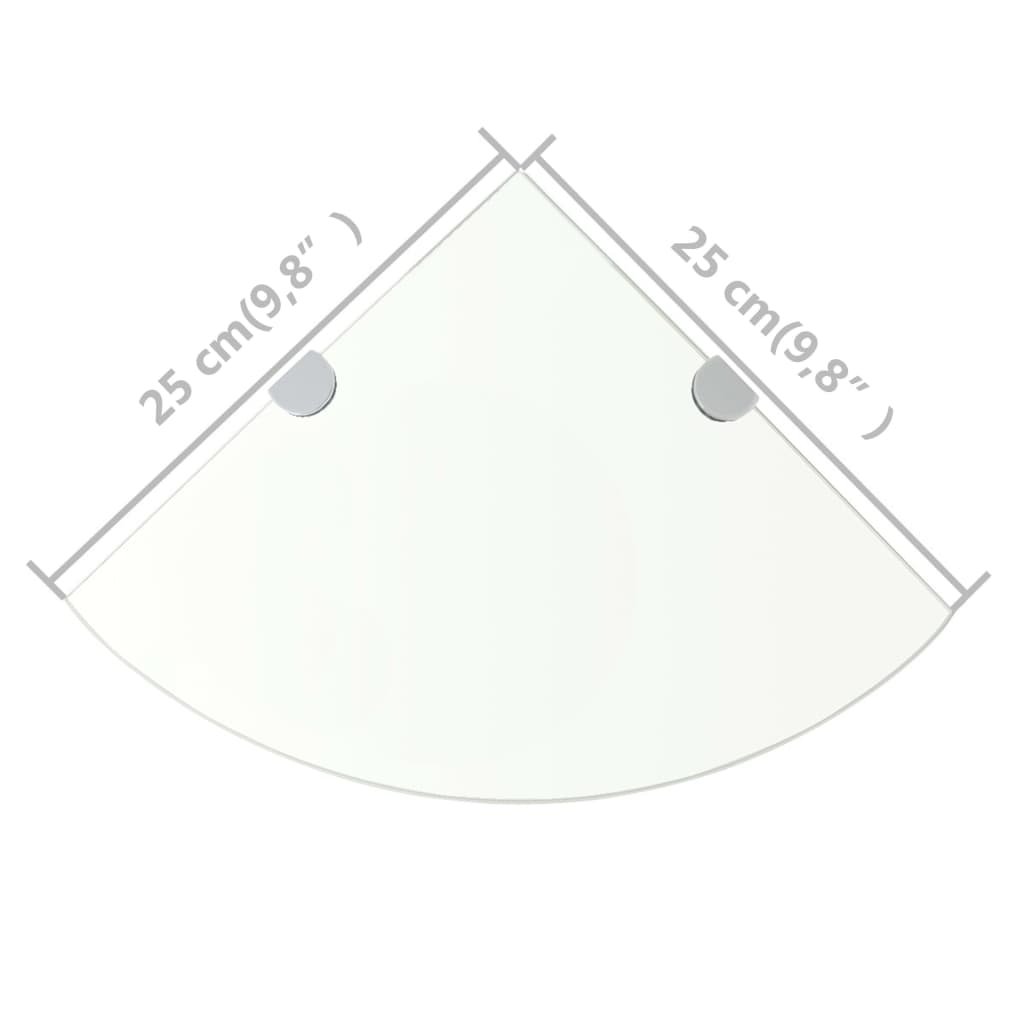 Corner Shelf | Set of 2 | Clear | Tempered glass | 25x25 cm