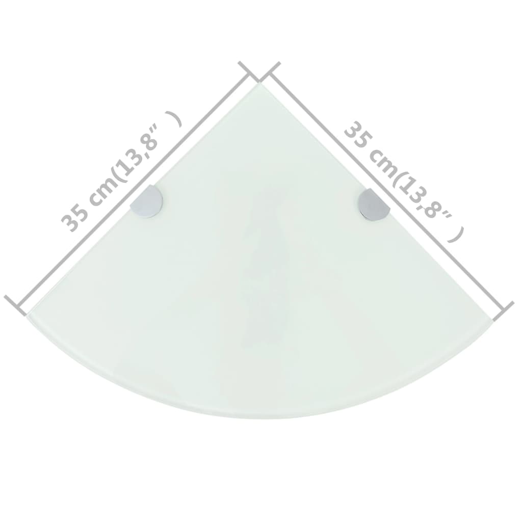 Corner Shelf | Set of 2 | White | Tempered safety glass | 35x35 cm