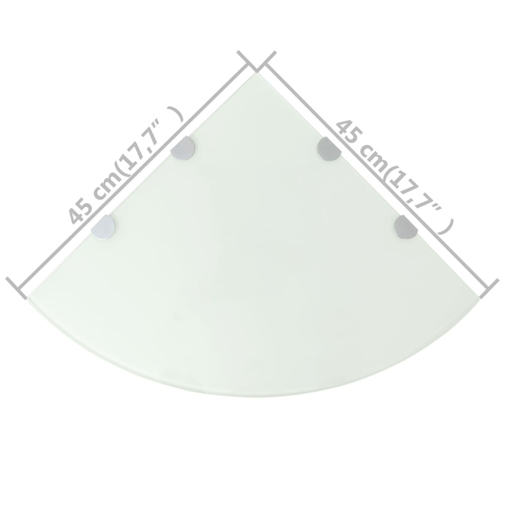 Corner Shelf | Set of 2 | White | Tempered safety glass | 45x45 cm
