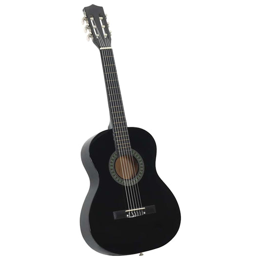 8 Piece Classical Guitar Beginner Set Black 3/4 36"