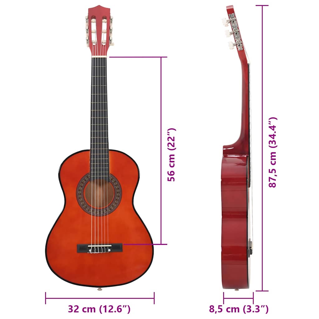 8 Piece Classical Guitar Beginner Set 1/2 34"