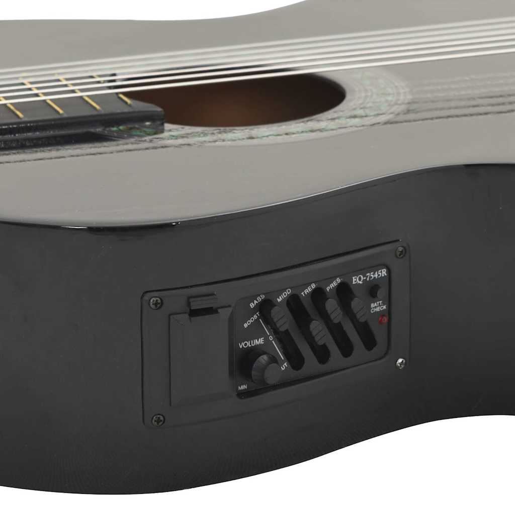 12 Piece Western Guitar Set with Equalizer and 6 Strings Black