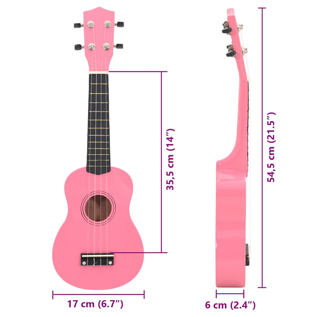 Soprano Ukulele Set with Bag for Kids Pink 21"