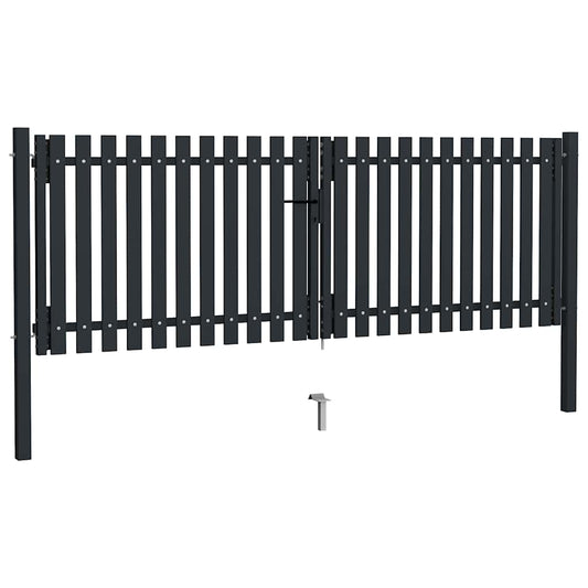 Double Door Fence Gate Steel 300x100 cm Anthracite