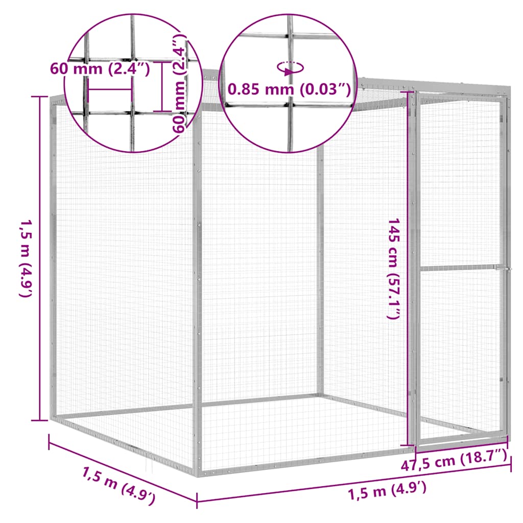 Cat Cage | Silver | Galvanised steel | Large | Locks | Cage | Square